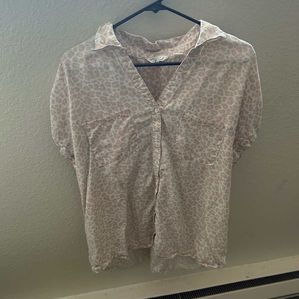 Stylish Beige Leopard Print Women’s Pink Shirt